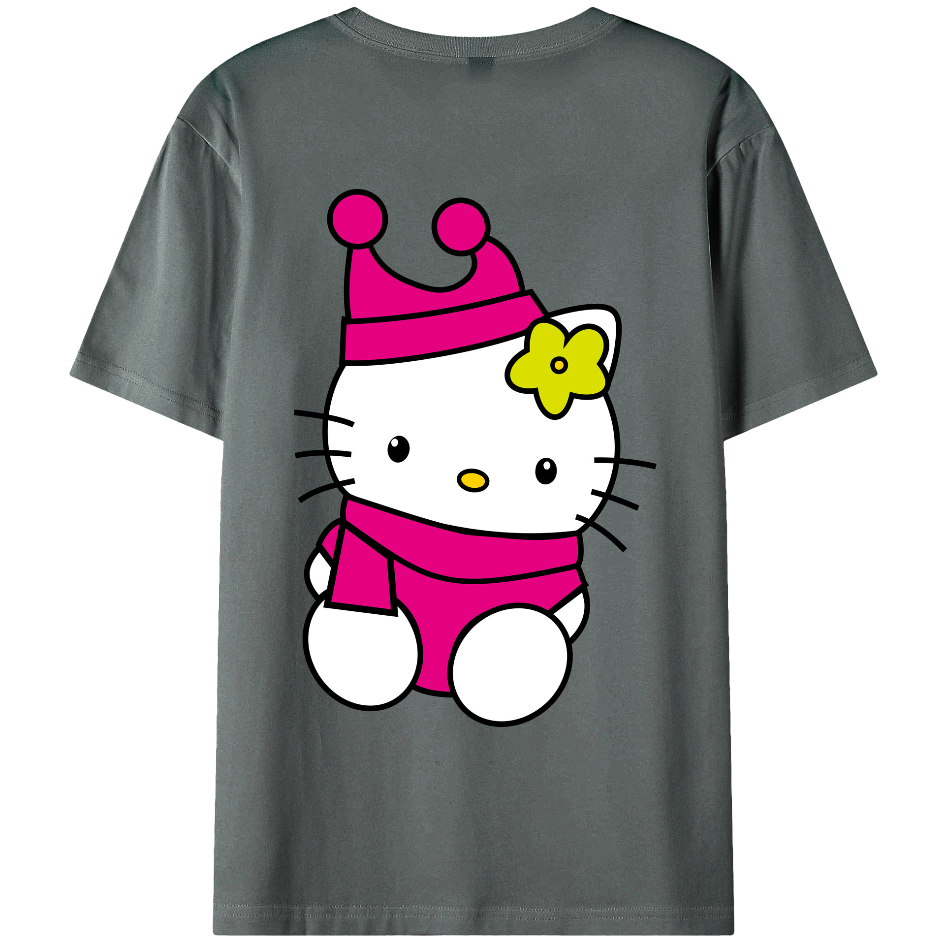 （画像用） Hello Kitty ハローキティ 綿100％ メンズ半袖Tシャツ（バックプリント） 通気性